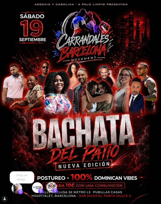 Cartel de Carrandales Bachata del Patio del 19 de septiembre