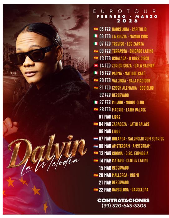 Cartel Euro Tour 2026 de Dalvin La Melodía