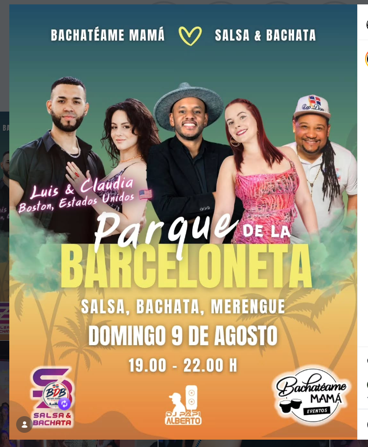 Cartel de Parque de la Barceloneta — Salsa, bachata y merengue