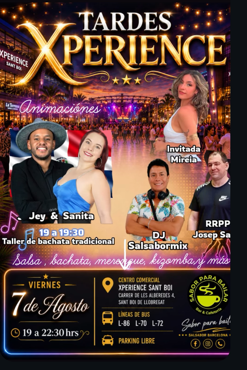 Cartel de Tardes Xperience — Bachata tradicional y ritmos latinos
